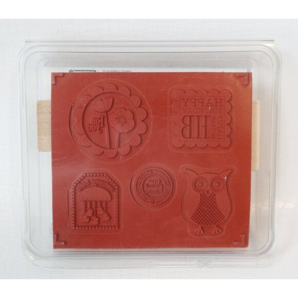 5 Vintage Rubber Stamps Punch Bunch Stampin Up Owl For You Happy Birthday Welcom - Picture 2 of 2